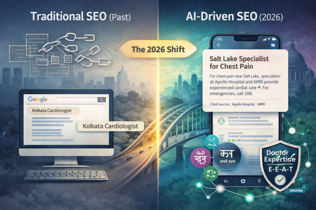 Comparison of Traditional Healthcare SEO vs 2026 AI Search Trends for Hospitals in Kolkata