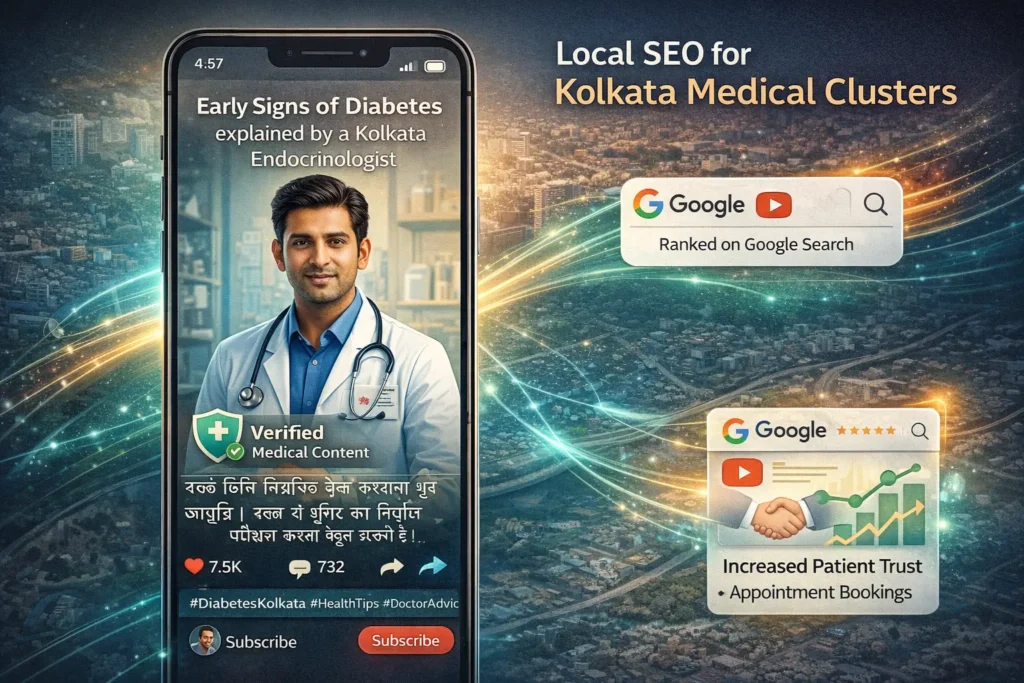 Doctor explaining health tips on a smartphone for video SEO in Kolkata
